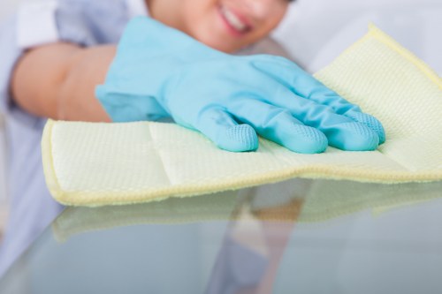 Local cleaners maintaining a reception area in a Hounslow office