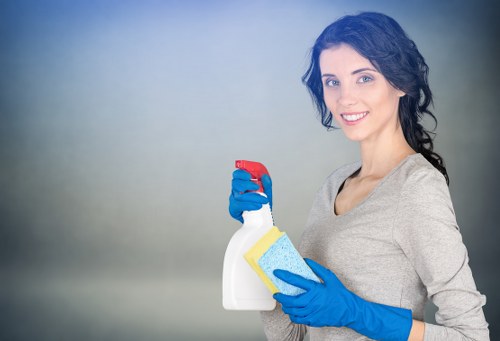 A local carpet cleaner treating heavy traffic lanes in a commercial property